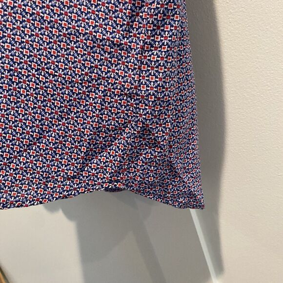 Graham & Greene Top L Red Blue Geometric Sleeveless Blouse Tank - Picture 6 of 11